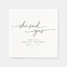 Minimalistisk Bröllpsfest Hon Sa Ja Servetter