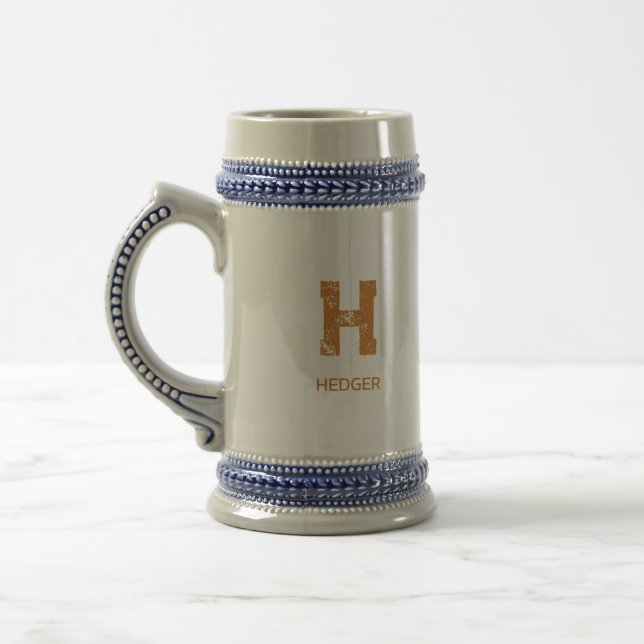 MINIMALISTISK BRONS EN BOKSTAV MONOGRAM NAMN BRUN SEJDEL (Vänster)