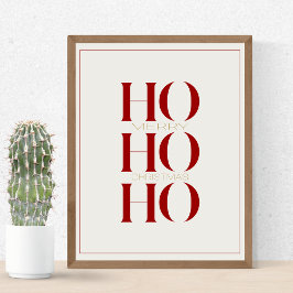 Minimalistisk brottson Red "HO HO HO HO" Graphic W Poster