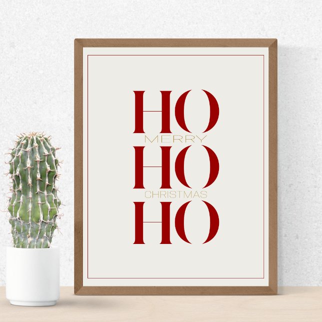 Minimalistisk brottson Red "HO HO HO HO" Graphic W Poster (Skapare uppladdad)
