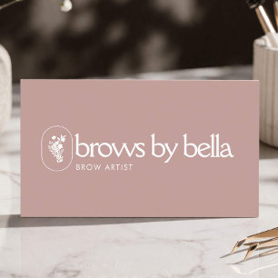 Minimalistisk Brow Artist Skönhetsstudio Rosa Visitkort