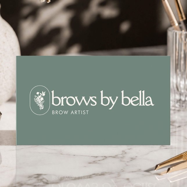 Minimalistisk Brow Artist Skönhetsstudio Sage Gree Visitkort (Skapare uppladdad)