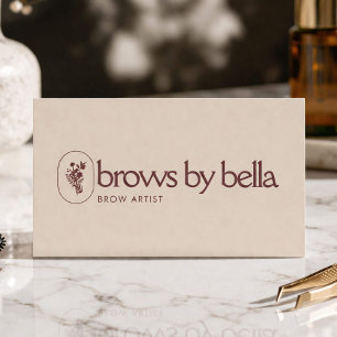 Minimalistisk Brow Artist Skönhetsstudio Varm Taup Visitkort