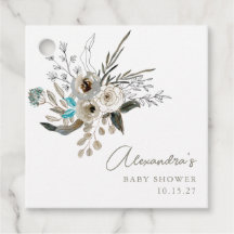 Minimalistisk brun blå botaniskt babyskor