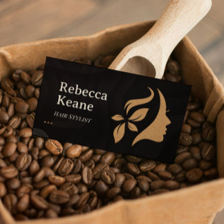 Minimalistisk Brun Guld Hårstylist Modern Visitkort