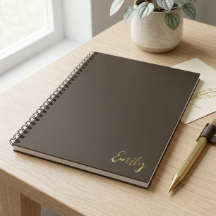 Minimalistisk Brun Guld Skript Namndesign Anteckningsbok
