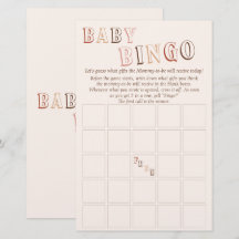 Minimalistisk Brun Modern Könsneutral Baby Bingo
