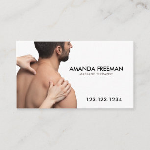 Minimalistisk brun och vit massagebehandling visitkort