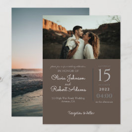 Minimalistisk bruna 2-foton Bröllop Inbjudningar