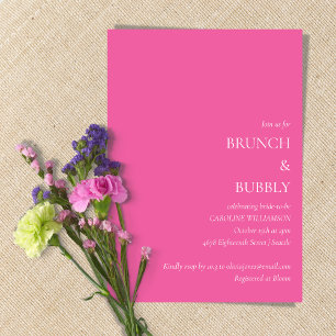Minimalistisk Brunch Bubly Möhippa Shock rosa Inbjudningar