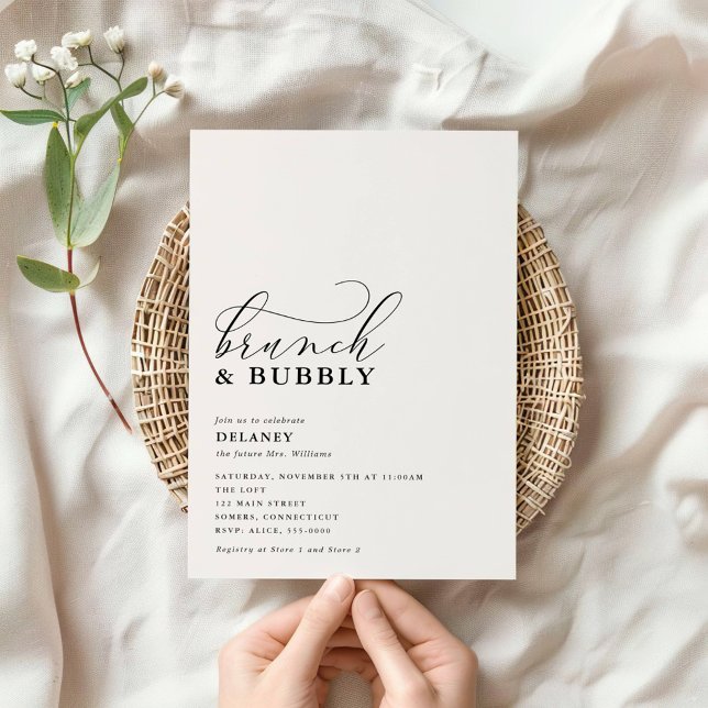 Minimalistisk Brunch- och bubbeldusch för elegant- Inbjudningar (Skapare uppladdad)