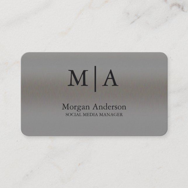 Minimalistisk Brushed Metall Silver Stil Professio Visitkort (Framsida)