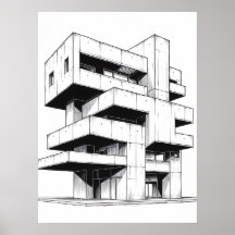 Minimalistisk brutalistisk arkitektur Linje Konst