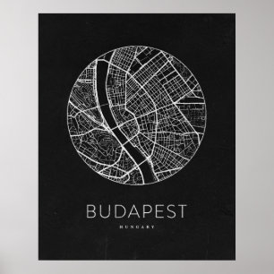 Minimalistisk Budapest City Karta Poster