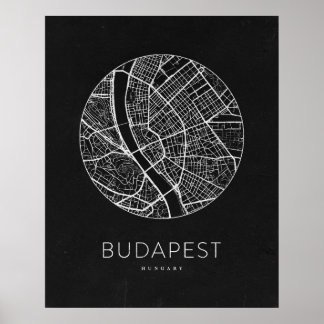 Minimalistisk Budapest City Karta Poster