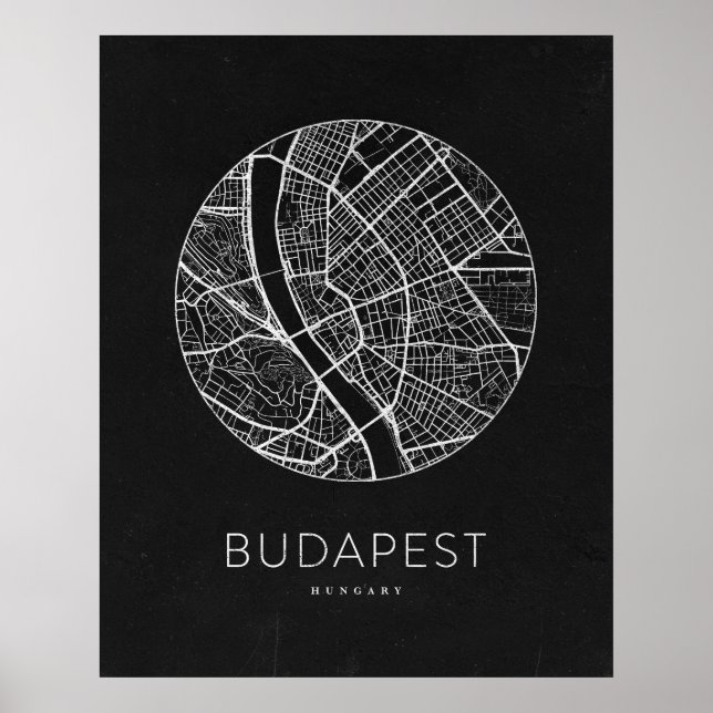 Minimalistisk Budapest City Karta Poster (Framsidan)