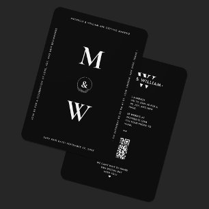 Minimalistisk Budget Bröllopsmonogram Svart Modern Spara Datumet