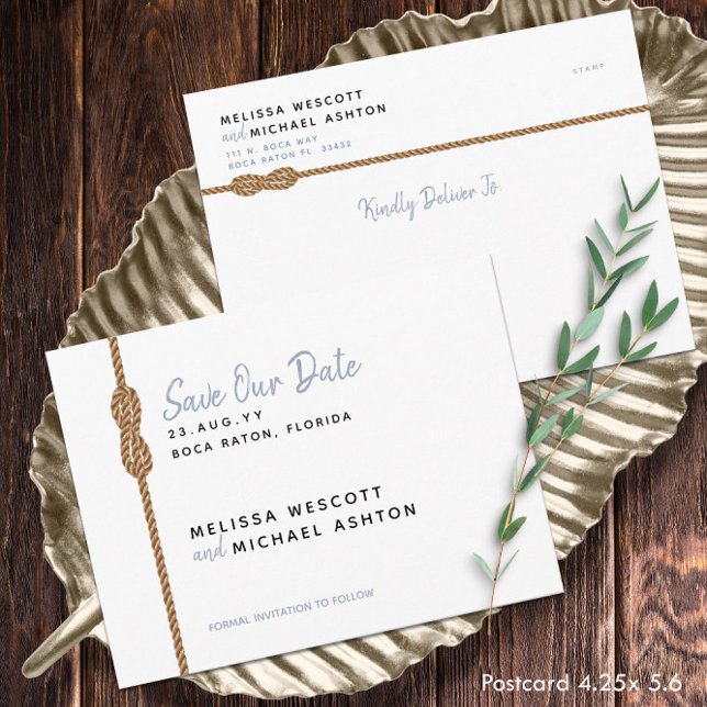 Minimalistisk budget - spara datum ⚓️ meddelande vykort (Minimalist Budget Nautical Save The Date ⚓️ Announcement Postcard
)