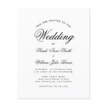 Minimalistisk budget svart-vit bröllopsinbjudan