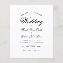 Minimalistisk budget svart-vit bröllopsinbjudan