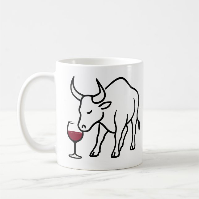 Minimalistisk Bull med glasbildningen Vin i Mugg (Vänster)