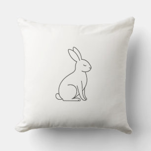 Minimalistisk Bunny Line Art Dekorativ kudde - Cut