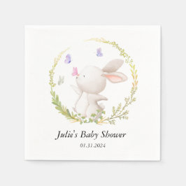 Minimalistisk Bunny och Butterflies Baby Shower Pappersservett