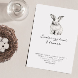 Minimalistisk Bunny Påskägg Hunt Brunch-inbjudan Inbjudningar