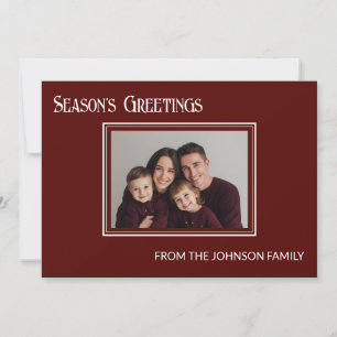 Minimalistisk Burgunder Familjefoto Julkort