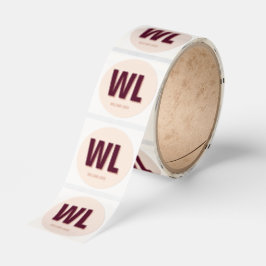 Minimalistisk Burgunder Rosa Personlig Monogram Runt Klistermärke