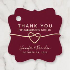 Minimalistisk Burgundy Bröllop Tack Gåvor Etiketter