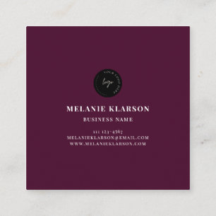 Minimalistisk Burgundy för QR-Logotyp Fyrkantigt Visitkort