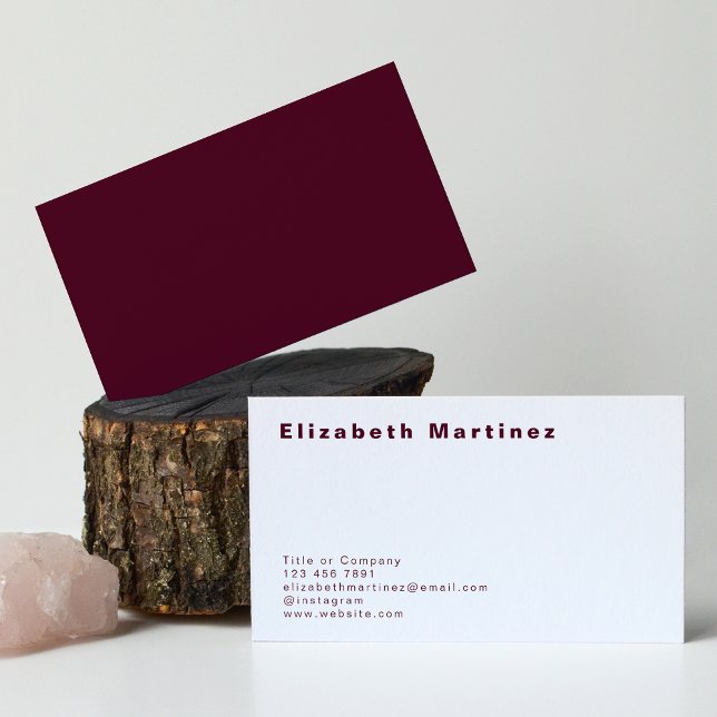 Minimalistisk Burgundy Front and Back-Personlig Visitkort (Skapare uppladdad)
