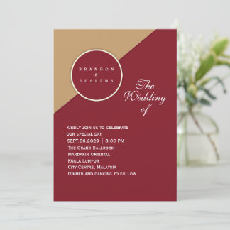 Minimalistisk Burgundy & Kamelgeometrisk Inbjudningar