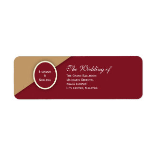 Minimalistisk Burgundy & Kamelgeometrisk Returadress Etikett