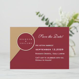 Minimalistisk Burgundy & Kamelgeometrisk Spara Datumet