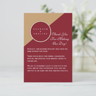 Minimalistisk Burgundy & Kamelgeometrisk Tack Kort
