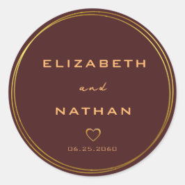 Minimalistisk burgundy-kuvertförsegling för Bröllo Runt Klistermärke