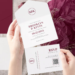 Minimalistisk Burgundy Red QR-kod | FOTO