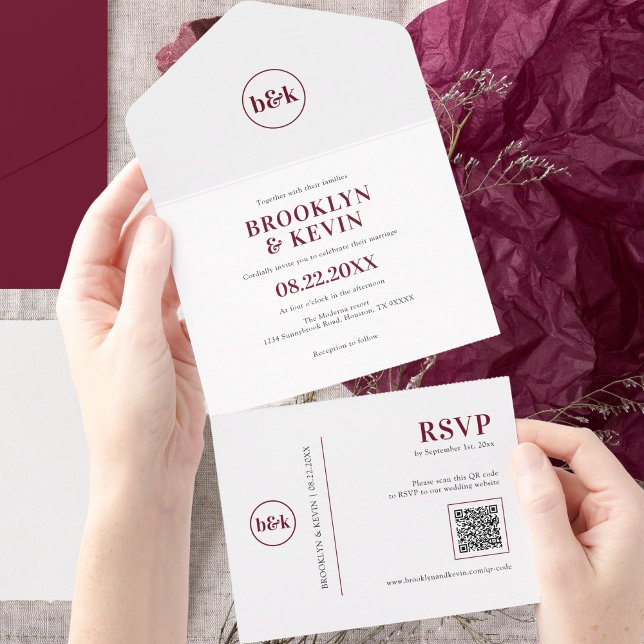 Minimalistisk Burgundy Red QR-kod | FOTO (Skapare uppladdad)