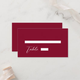 Minimalistisk Burgundy Red & White Simple Bröllop Placeringskort