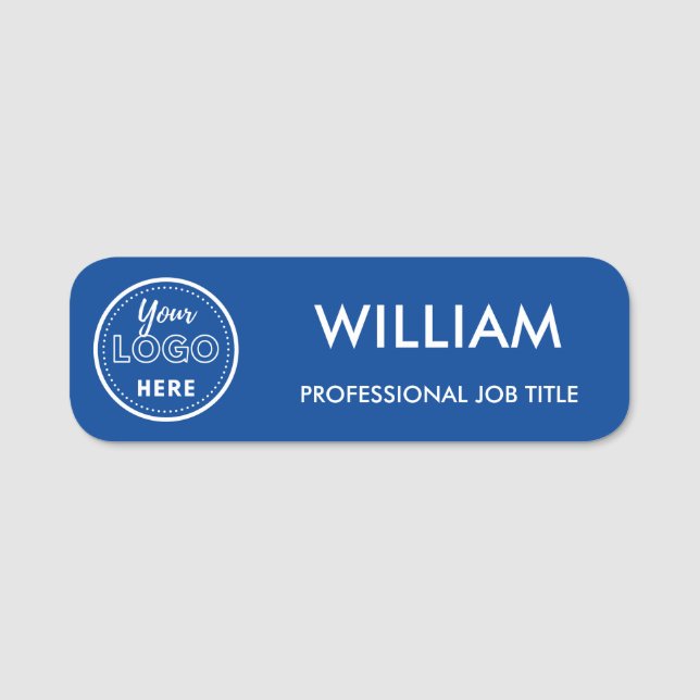 Minimalistisk Business Logotyp Blue Employee Namnbricka (Framsida)
