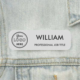 Minimalistisk Business Logotyp Soft Grått Employee Namnbricka