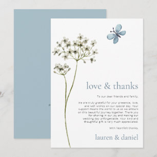 Minimalistisk Butterfly Wildblomma QR-kod Bröllop Tack Kort