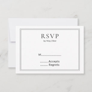 Minimalistisk BW Monogram Wildblomma Bröllop OSA Kort