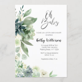 Minimalistisk Cactus Modern Baby Shower Boy Girl Inbjudningar