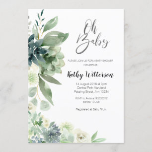 Minimalistisk Cactus Modern Baby Shower Boy Girl Inbjudningar