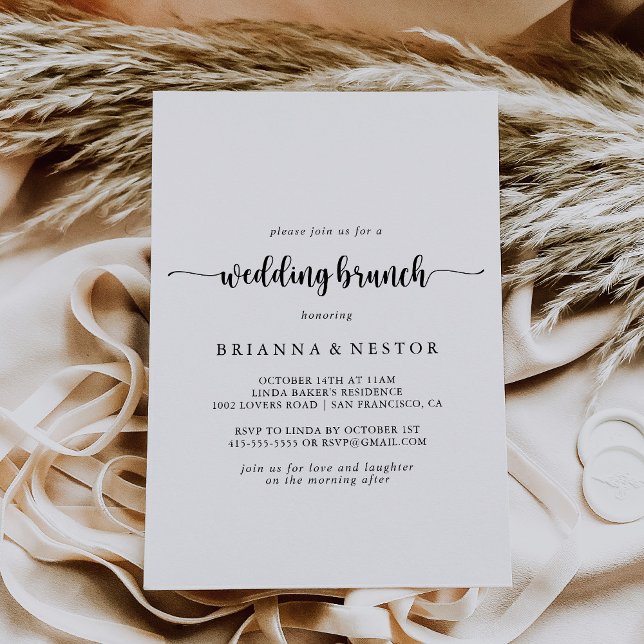 Minimalistisk calligrafi Bröllop Brunch Inbjudningar (Skapare uppladdad)