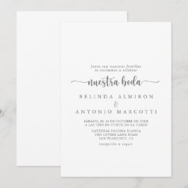 Minimalistisk calligrafi Silver Nuestra Boda Inbjudningar