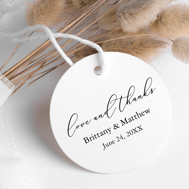 Minimalistisk Calligraphy Bröllop Kärlek tackrunda Gåvor Etiketter (Customize to change your personalized text size, style or color.)